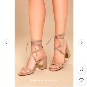 Lulus lace up ankle strap heels, size 7, taupe